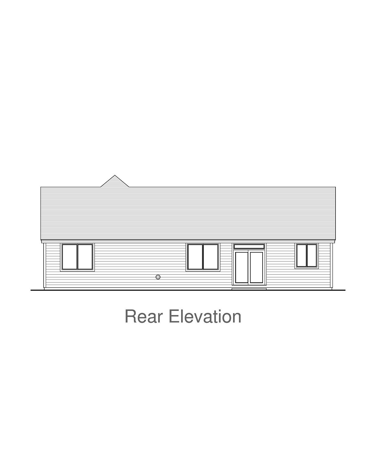 Craftsman Ranch Traditional Rear Elevation of Plan 44408