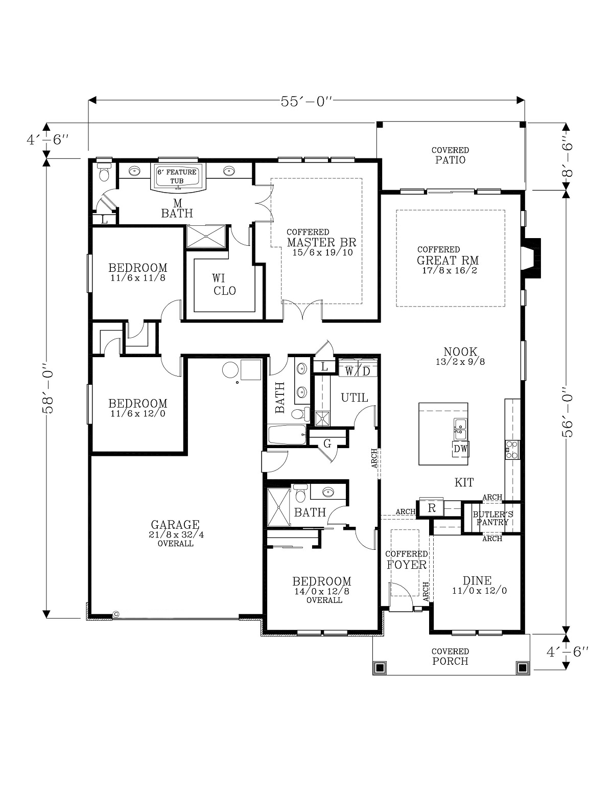 Craftsman Ranch Traditional Level One of Plan 44409