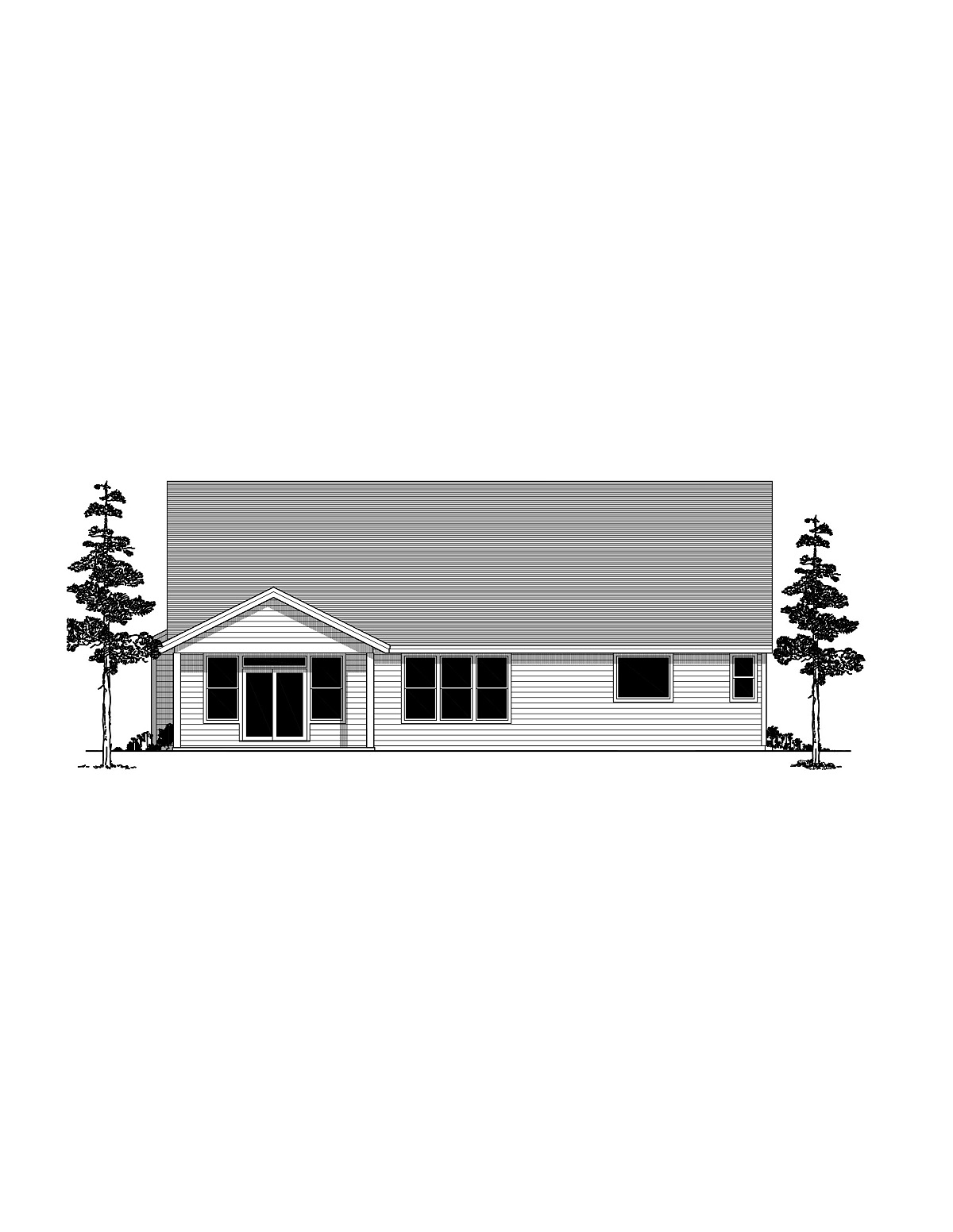 Craftsman Ranch Traditional Rear Elevation of Plan 44409