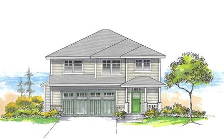 Craftsman Traditional Elevation of Plan 44410