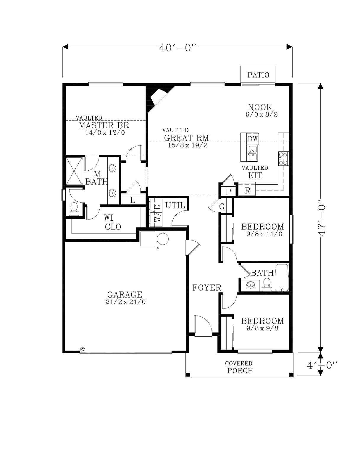 Craftsman Ranch Traditional Level One of Plan 44412