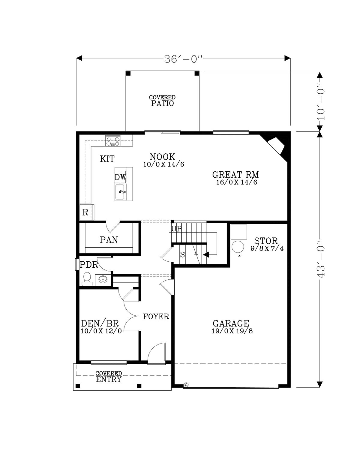 Craftsman Traditional Level One of Plan 44413