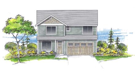 Craftsman Traditional Elevation of Plan 44413