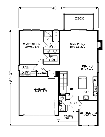 House Plan 44502 First Level Plan