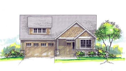 Cottage Country Southern Traditional Elevation of Plan 44502