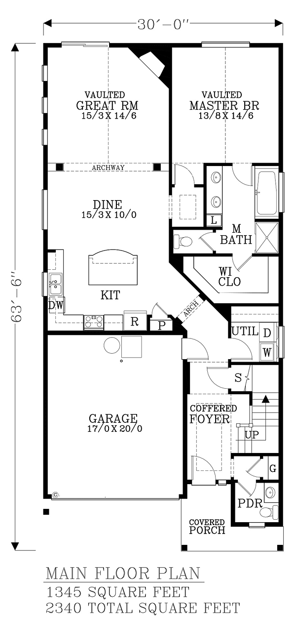 Colonial Craftsman Southern Level One of Plan 44504