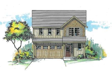 Colonial Craftsman Southern Elevation of Plan 44504