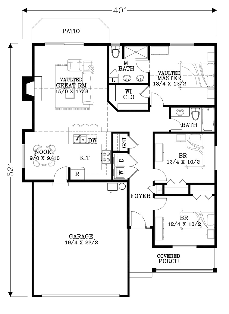 Country Craftsman Southern Level One of Plan 44510