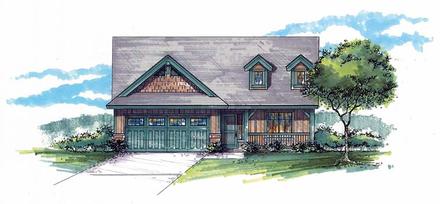 Country Craftsman Southern Elevation of Plan 44510