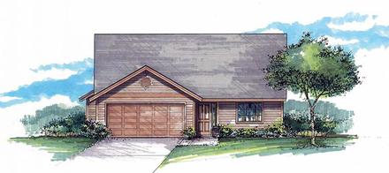 Ranch Traditional Elevation of Plan 44511