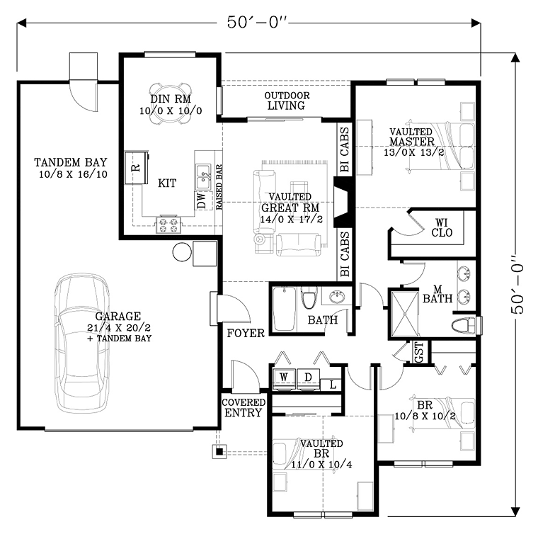 Country Ranch Traditional Level One of Plan 44513