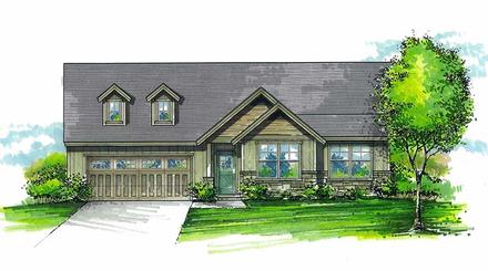 Country Ranch Traditional Elevation of Plan 44513