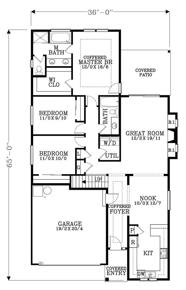 Bungalow Craftsman Traditional Level One of Plan 44520