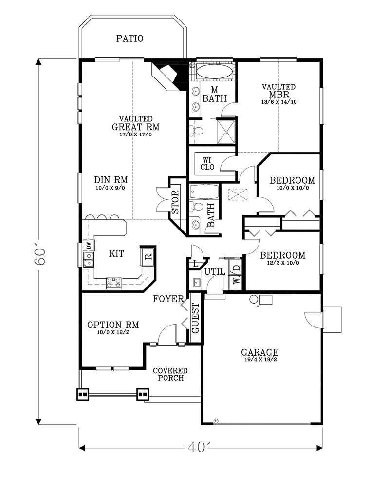 Cottage Craftsman Traditional Level One of Plan 44605