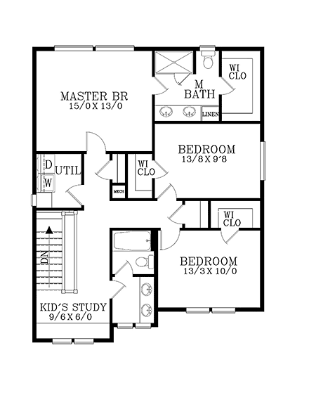 House Plan 44606 Second Level Plan