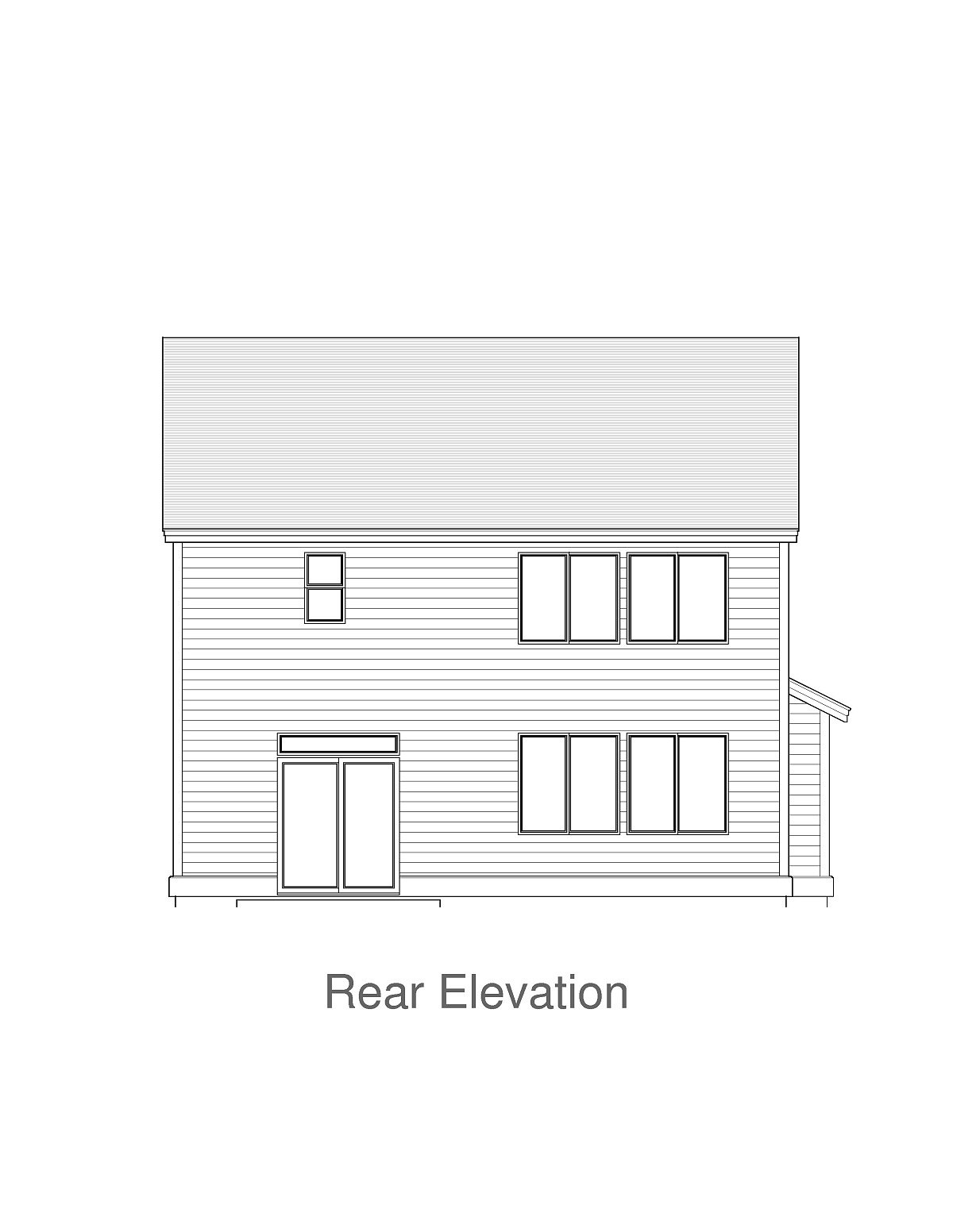 Craftsman Traditional Rear Elevation of Plan 44606