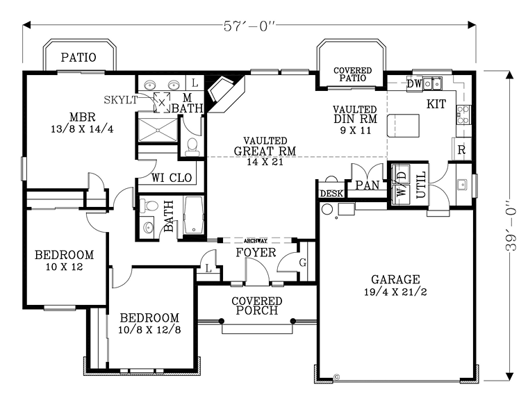 Craftsman Ranch Traditional Level One of Plan 44608