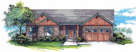 Craftsman Ranch Traditional Elevation of Plan 44608