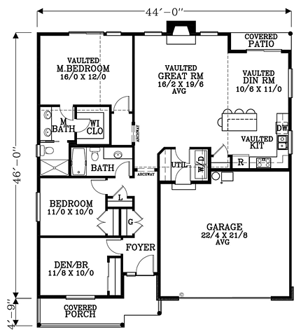 House Plan 44610 First Level Plan