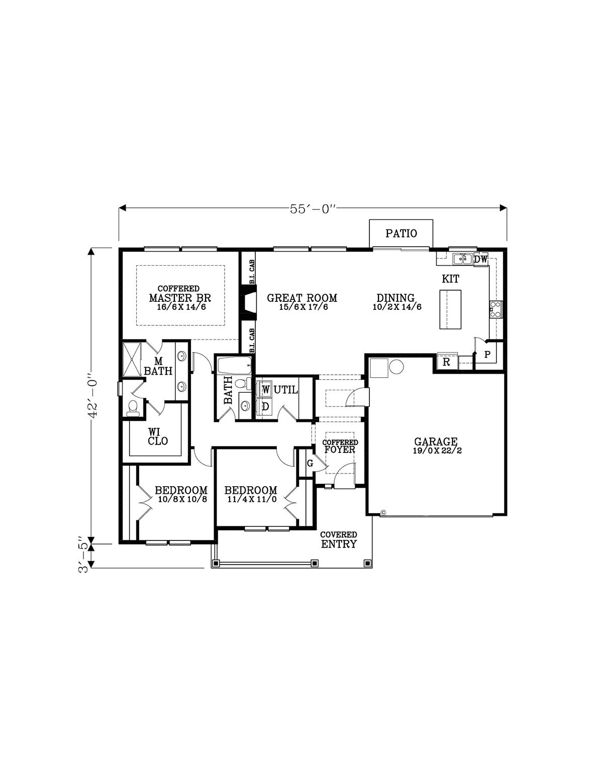 Cottage Country Craftsman Ranch Traditional Level One of Plan 44611