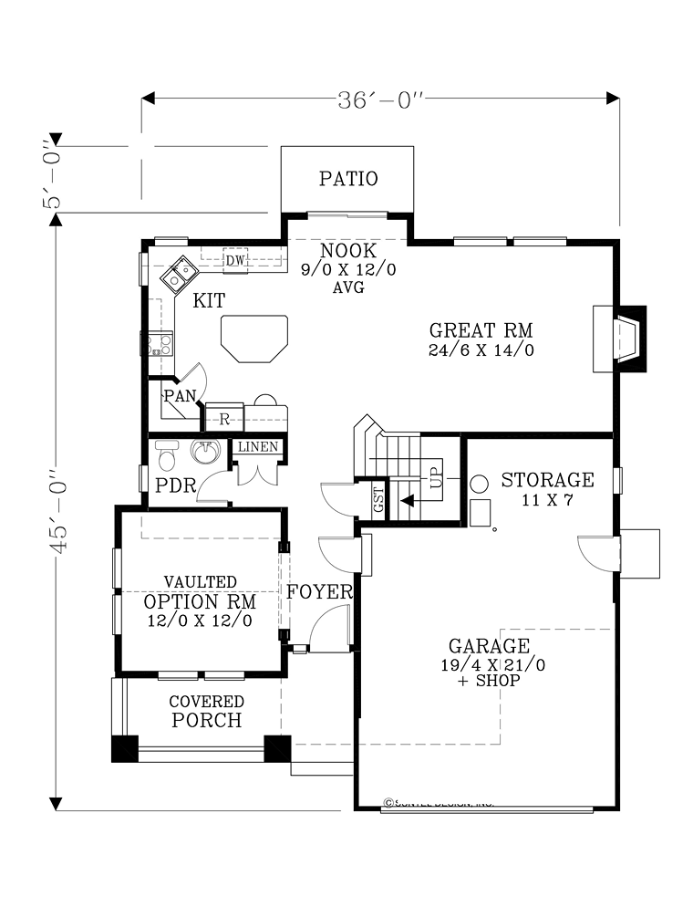Craftsman Traditional Level One of Plan 44613