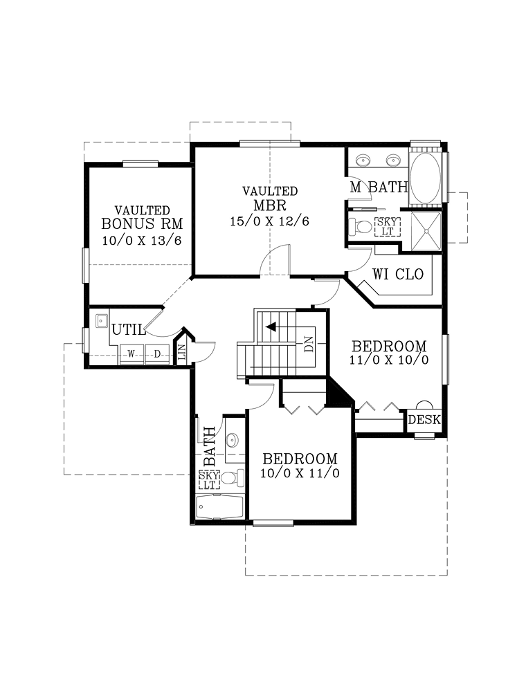 Craftsman Traditional Level Two of Plan 44613