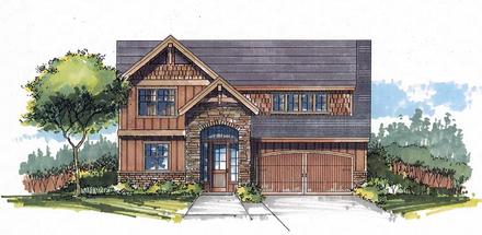 Craftsman European Traditional Elevation of Plan 44614