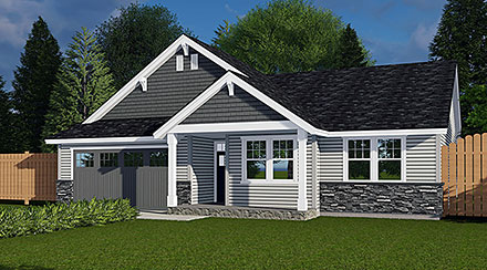 Craftsman Traditional Elevation of Plan 44615