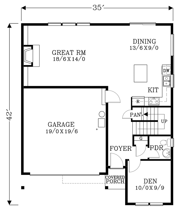 Craftsman Traditional Level One of Plan 44616