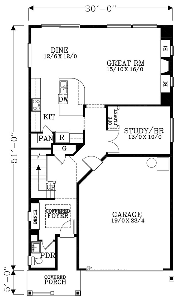 Craftsman Traditional Level One of Plan 44617