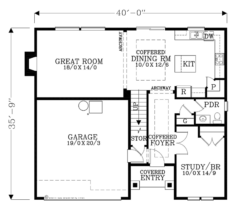House Plan 44618 Level One