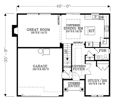 House Plan 44618 First Level Plan