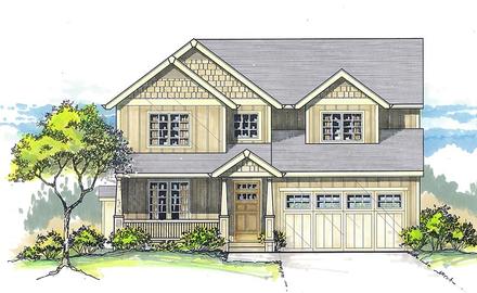 Cottage Craftsman Elevation of Plan 44620