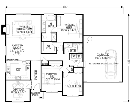 House Plan 44623 First Level Plan