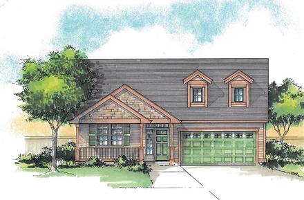 Cottage Country Ranch Traditional Elevation of Plan 44629