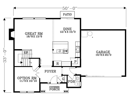 House Plan 44631 First Level Plan