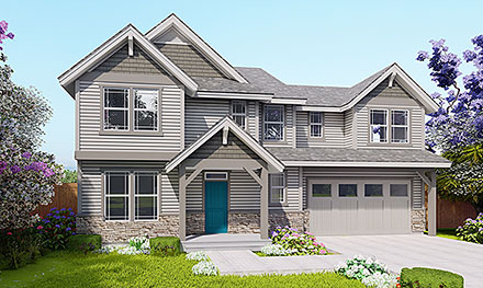 Cottage Country Craftsman Traditional Elevation of Plan 44632