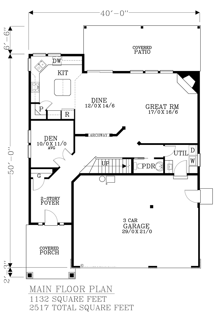 Colonial Craftsman Traditional Level One of Plan 44633