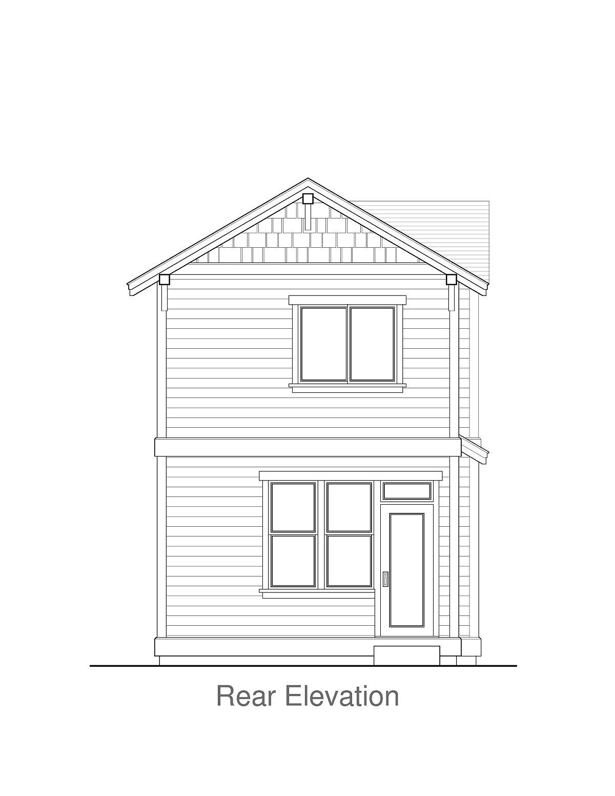 Cottage Craftsman Rear Elevation of Plan 44636