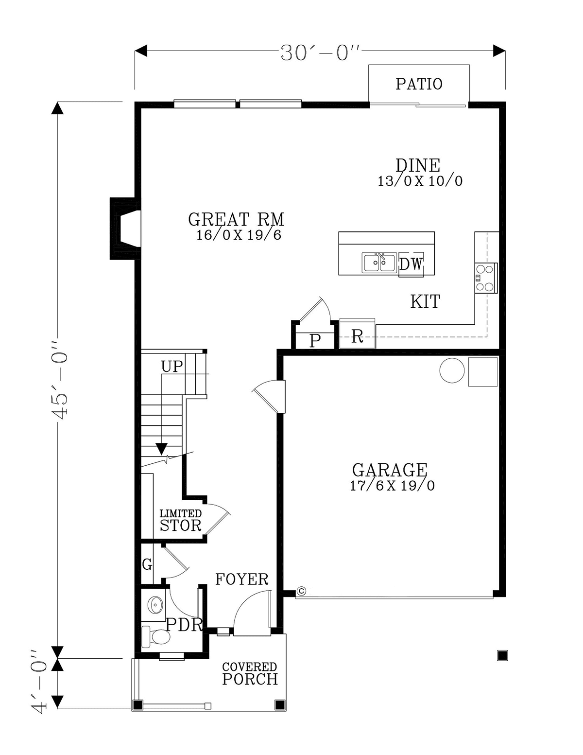 Cottage Craftsman Traditional Level One of Plan 44640