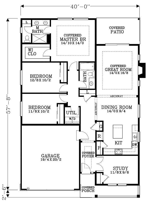 Craftsman Ranch Traditional Level One of Plan 44644