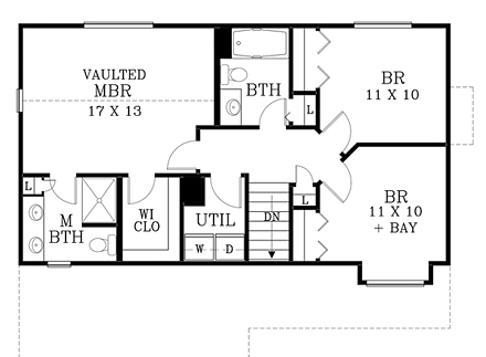 House Plan 44646 Second Level Plan