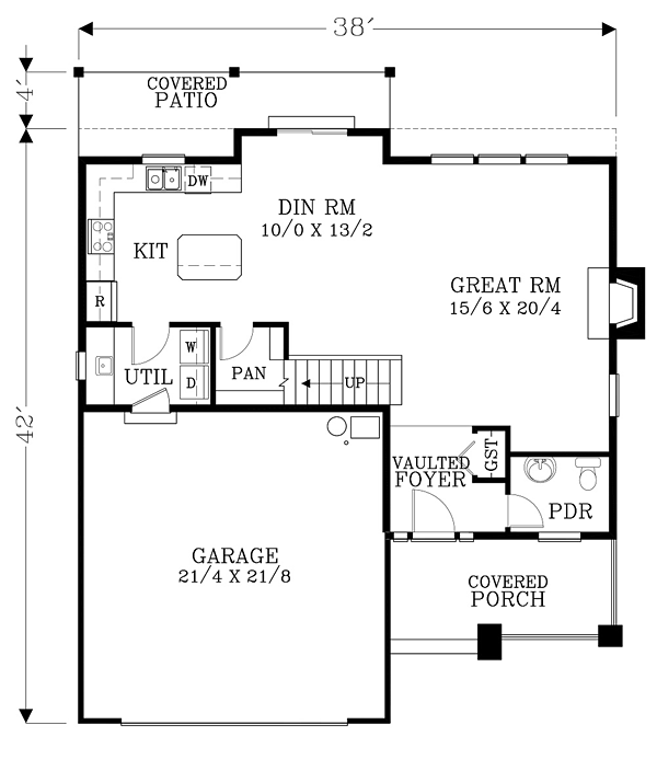 Craftsman European Tudor Level One of Plan 44647