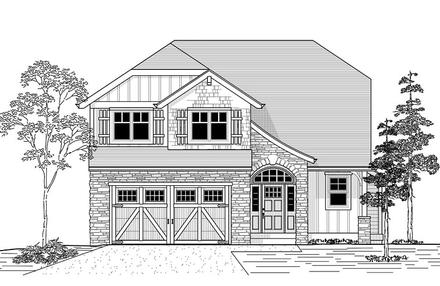 Craftsman European Tudor Elevation of Plan 44647