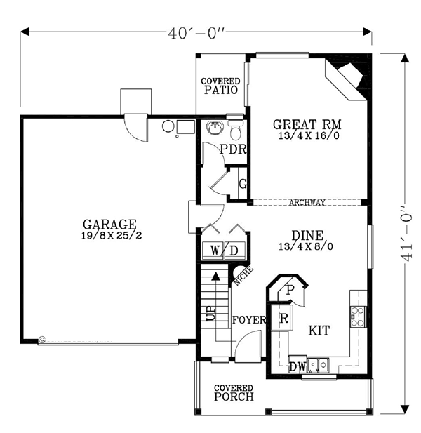 Country Craftsman Traditional Level One of Plan 44648