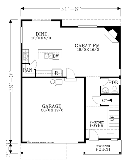 House Plan 44649 First Level Plan