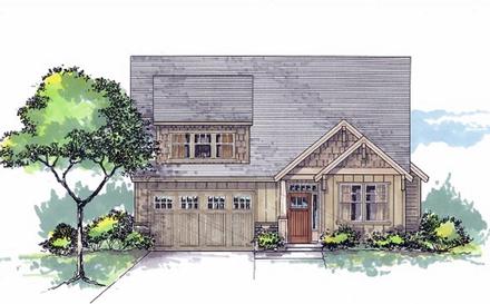Cottage Country Craftsman Southern Traditional Elevation of Plan 44650