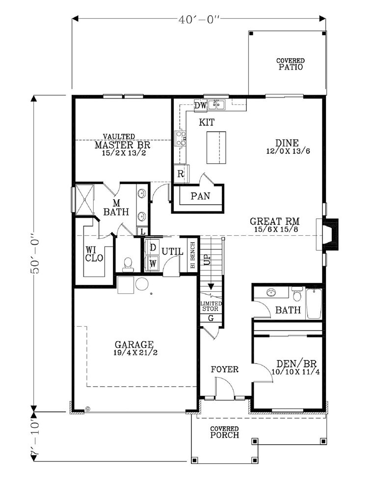 Country Craftsman Traditional Level One of Plan 44652