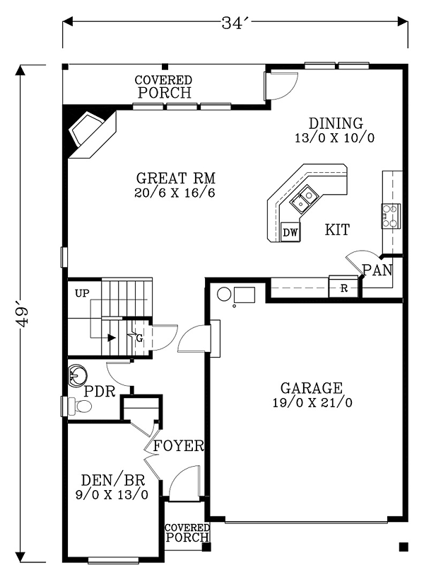 Country Craftsman European Level One of Plan 44653