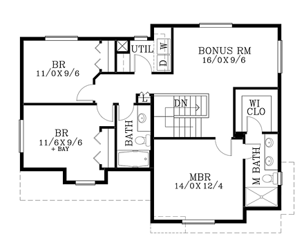 House Plan 44655 Second Level Plan